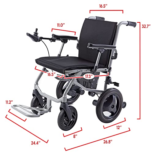 Klano KL40 - World Lightest (only 30lbs) Foldable Electric Wheelchair - Travel Size with Detachable Battery - Airline Approved - User Friendly - 10 mi Cruise Range (Model1)