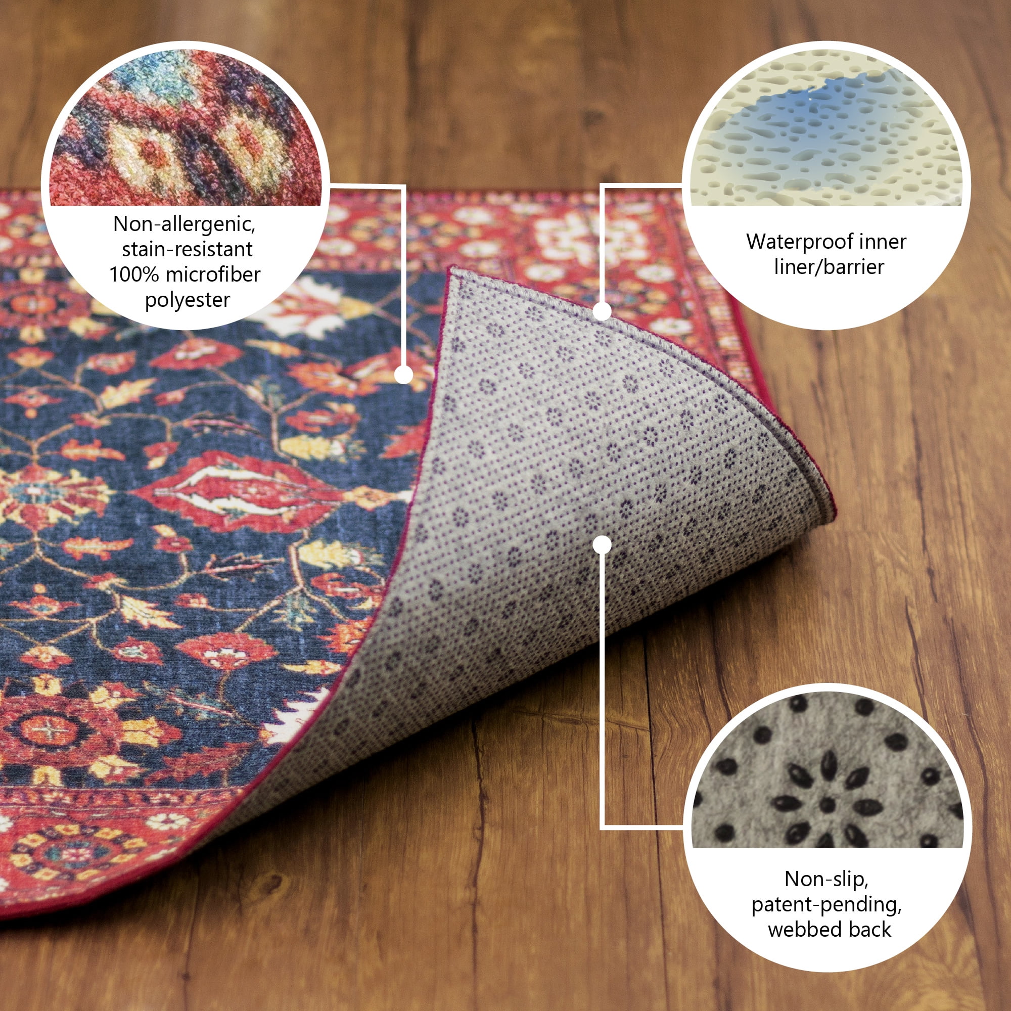 My Magic Carpet Machine Washable Area Rug Floral Bloom Multicolor 5X7