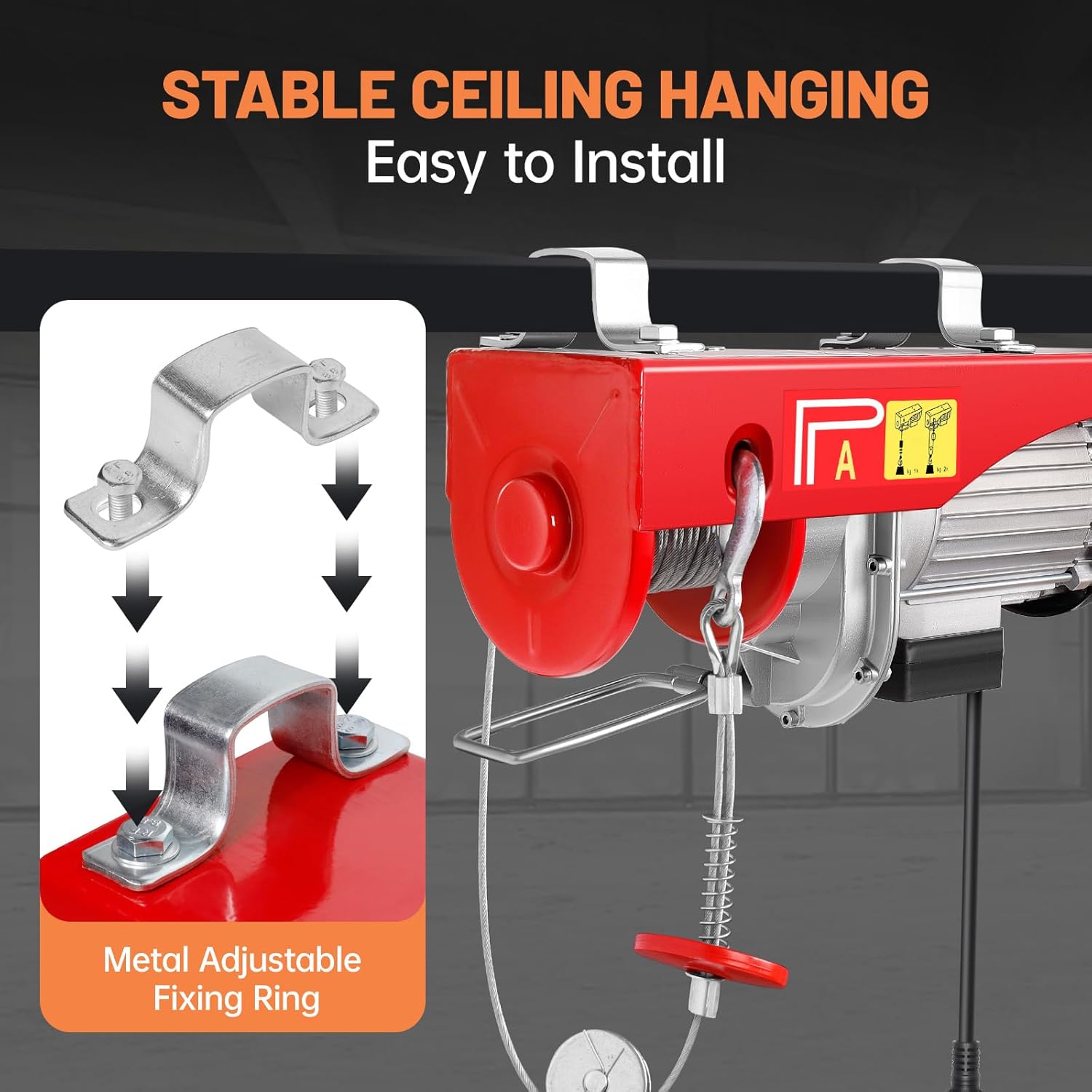 1320LBS Electric Hoist,120V Electric Hoist with Wireless Remote Control,Single/Double Slings Electric Winch,Electric Hoist Winch for Lifting in Factories, Warehouses, Construction, Building