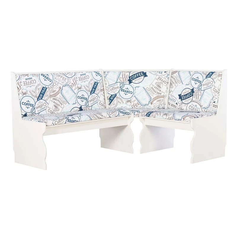 Linon Natasha Wood Corner Nook Dining Set in White