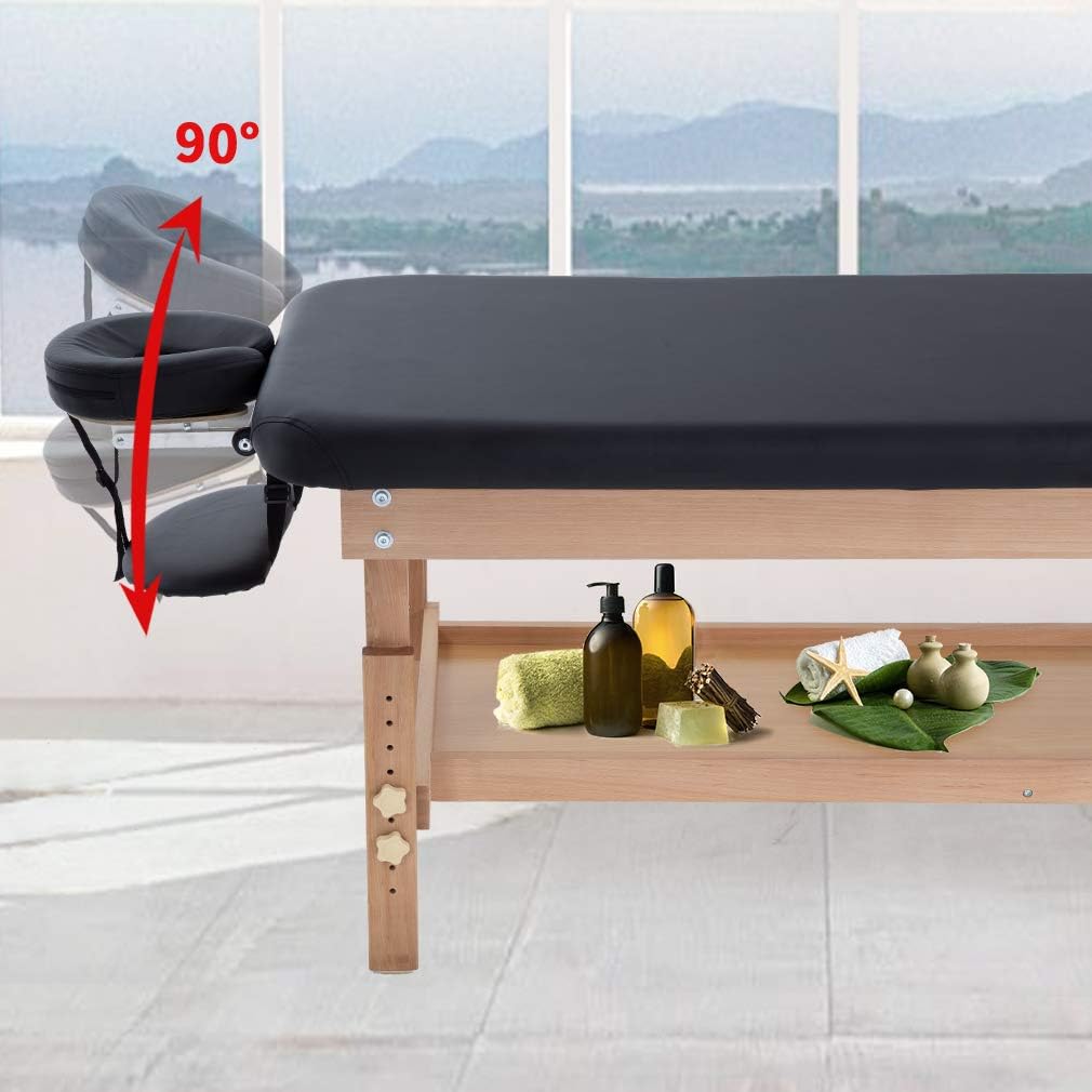 Massage Table Spa Bed 74”L 28“W Height Adjustable Stationary Massage Table 1000 LBS lLoad-Bearing Heavy Duty Spa Bed Facial Cradle Salon Bed