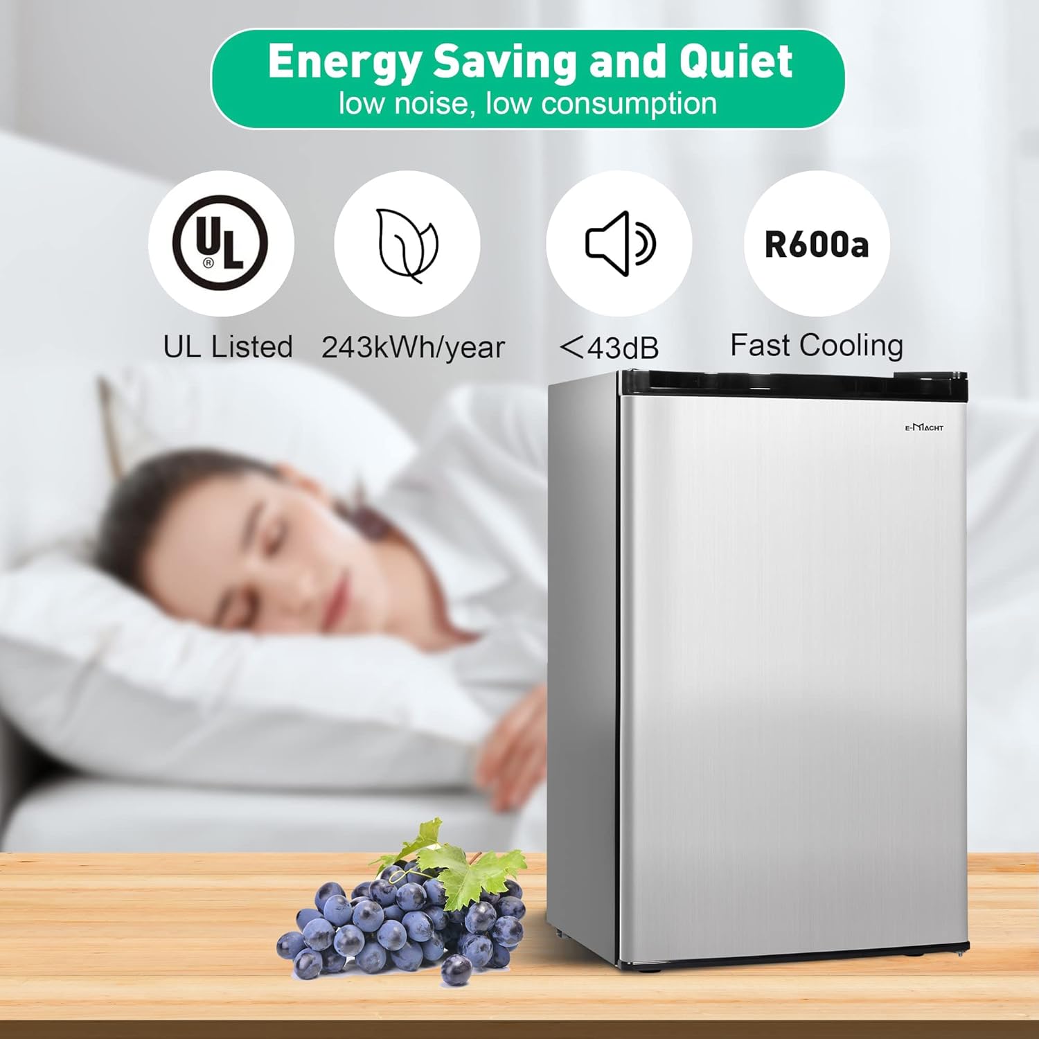3.2 Cu.Ft. Mini Fridge with Freezer, Compact Refrigerator with Reversible Door, Adjustable Legs, Adjustable Thermostat Control, Small Fridge Perfect for Home/Dorm/Office/Apartment