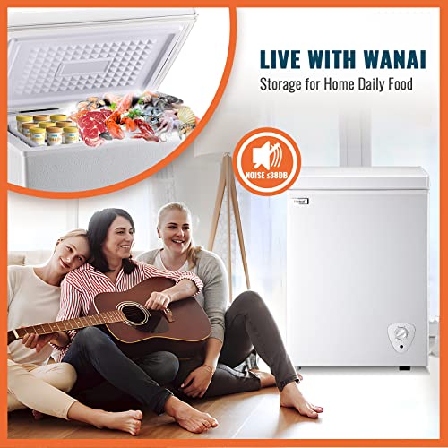 WANAI White Chest Freezer Freestanding Deep Freezer