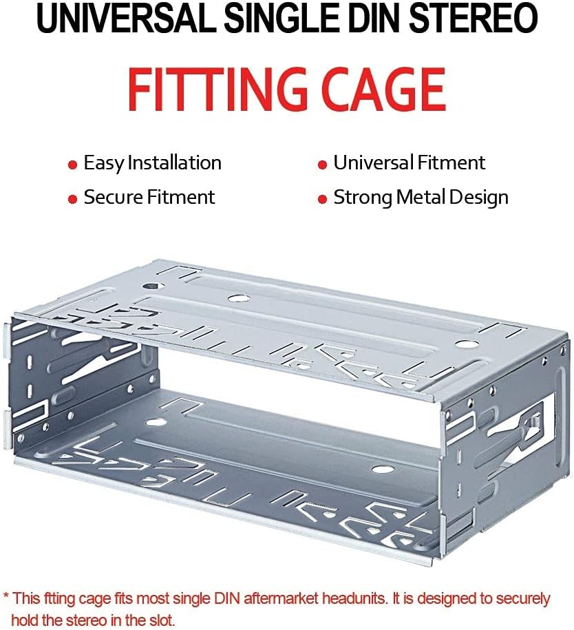 Universal Single Din 1 Din Stereo Radio Replacement Fitting Cage Kit Installation Pack of 2
