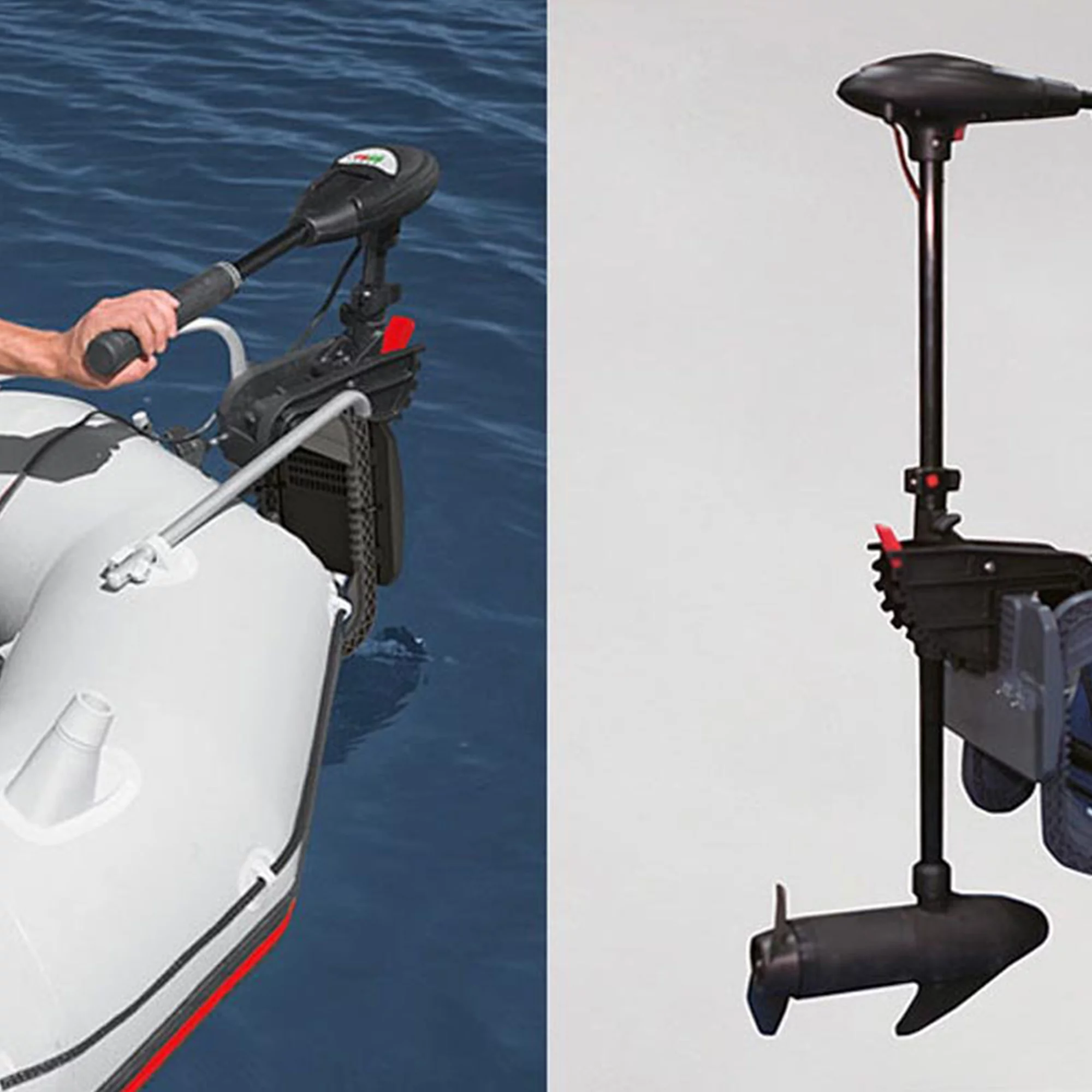 Intex 5 Person Inflatable Boat Set, Trolling Motor, & Boat Motor Mount Kit