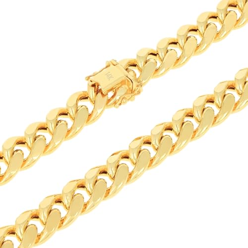 Nuragold 14k Yellow Gold 11mm Thick Miami Cuban Link Chain Necklace, Mens Jewelry Box Clasp 20" 22" 24" 26" 28" 30"