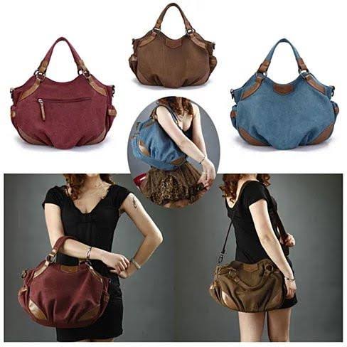 Travel Town Canvas Shoulder Bag - Sea Blue