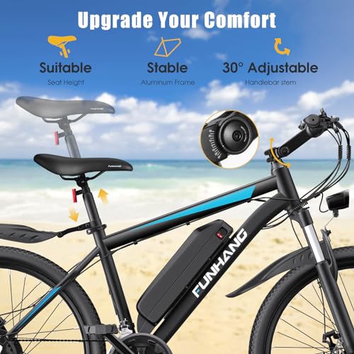 Electric Bike for Adults, Peak 1000W Ebike, 50Miles 21.7MPH Adult Electric Bicycles, 26" Electric Mountain Bike 48V 374.4WH Battery, Commuter E Bike with Adjustable Stem, Fenders, 21 Speed