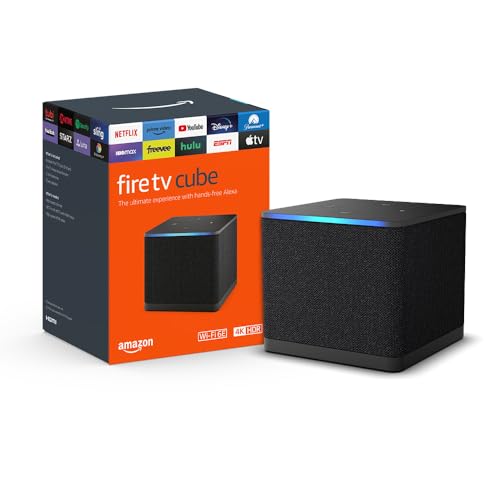 Amazon Fire TV Cube (newest model) with AI-powered Fire TV Search, Hands-free streaming device with Alexa, Wi-Fi 6E, 4K Ultra HD