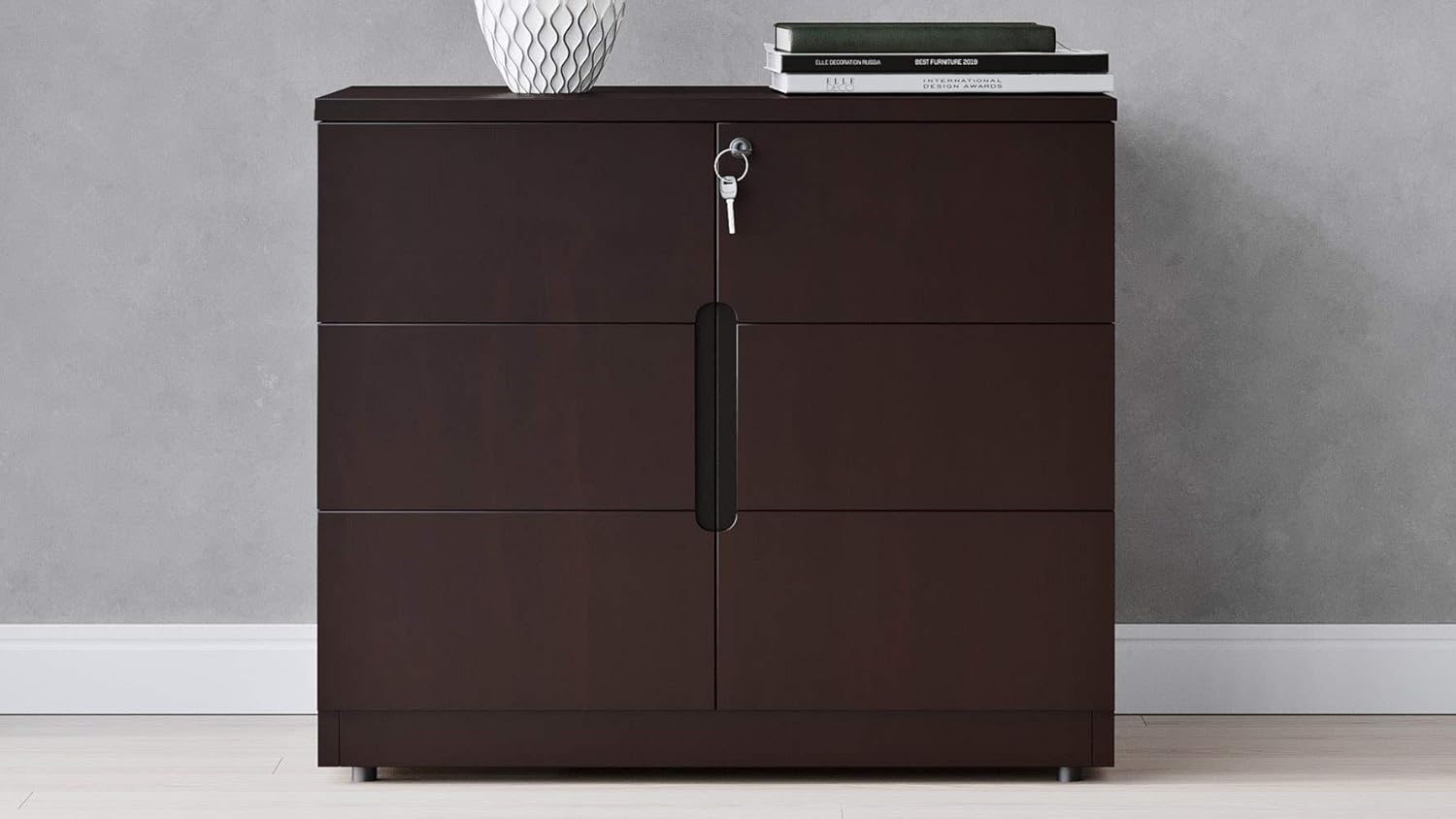 Hayes Modern 2 Door Storage Printer Cabinet - Dark Walnut