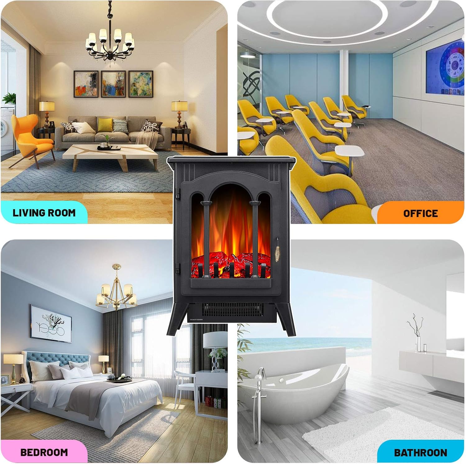 Antarctic Star 3D Infrared Electric Fireplace Stove, Freestanding Fireplace Heater Adjustable Brightness,Portable,Thermostat,Overheating Protection,ETL Certified,1000W/1500W(16 Inch)…