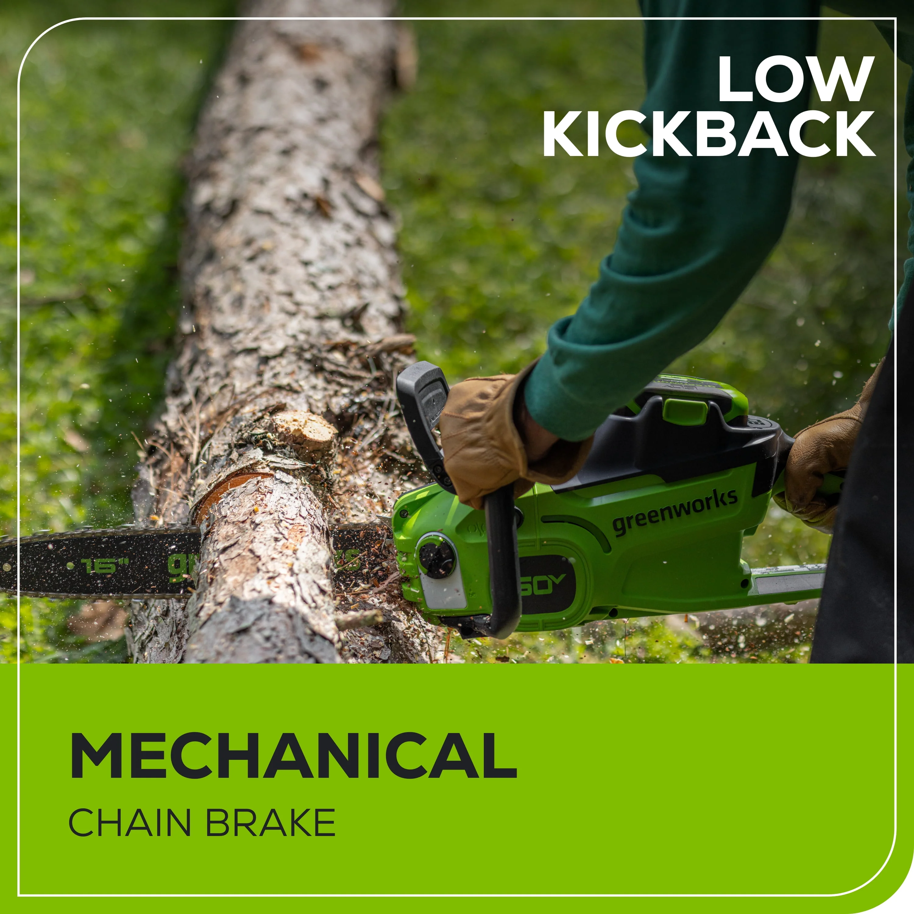 Greenworks 60V 16 1.5kW Brushless Chainsaw with 2.5 Ah Battery & 3 Amp Charger 2028602