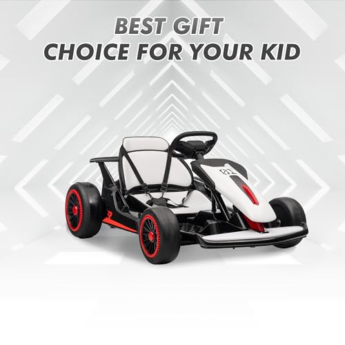 Go Kart, Electric Drift Kart Car with Adjustable Seat, 24V 7Ah Outdoor Ride On Toy, 2 * 200W Motor, 8.1 MPH, LED Lights, Toy Race Car for Kids 6-12 Years Old