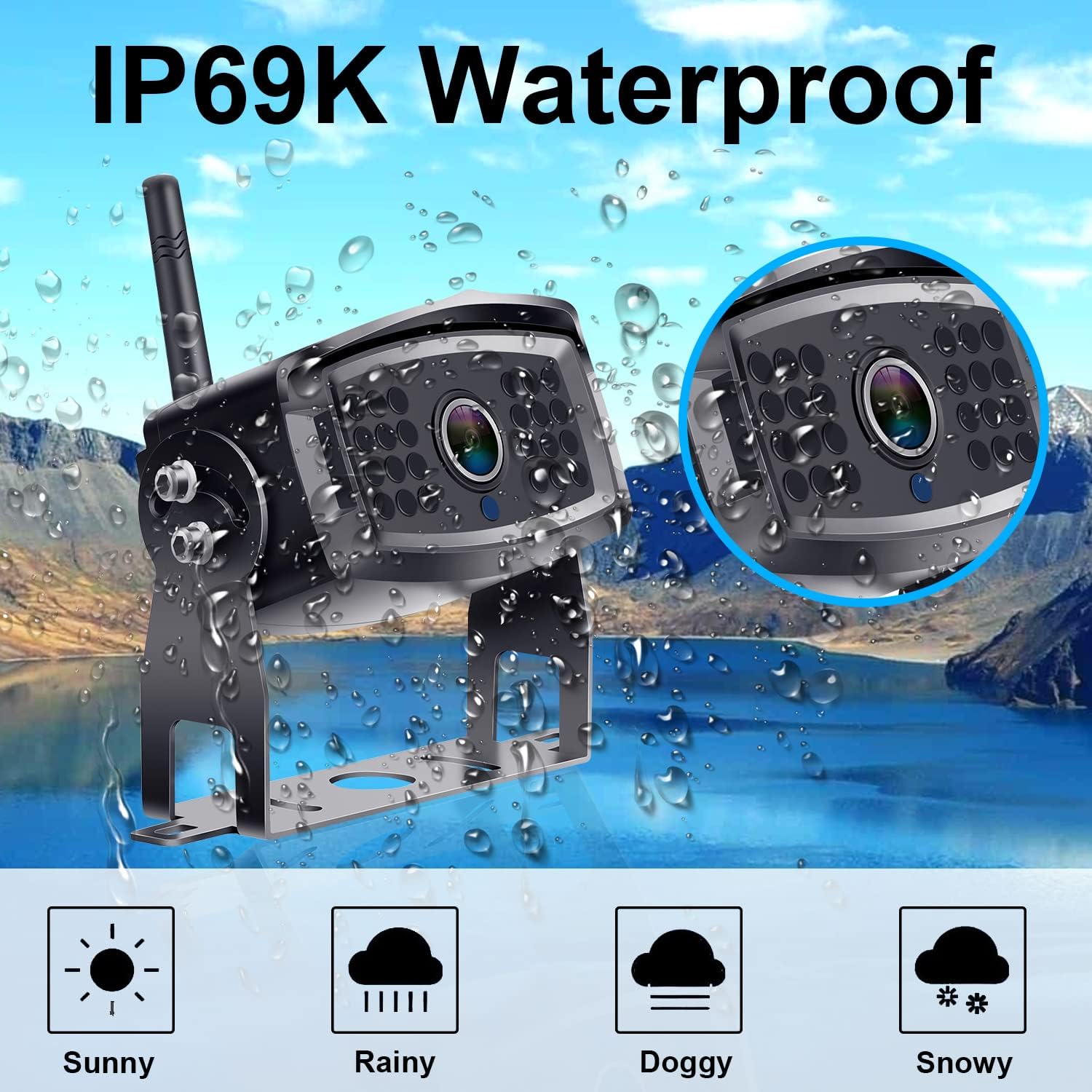RV Backup Camera Wireless HD 1080P Waterproof Digital Signals Rear View System for Trailers Trucks Motorhomes 4 Channels 7'' DVR Monitoring Night Vision Rohent R12