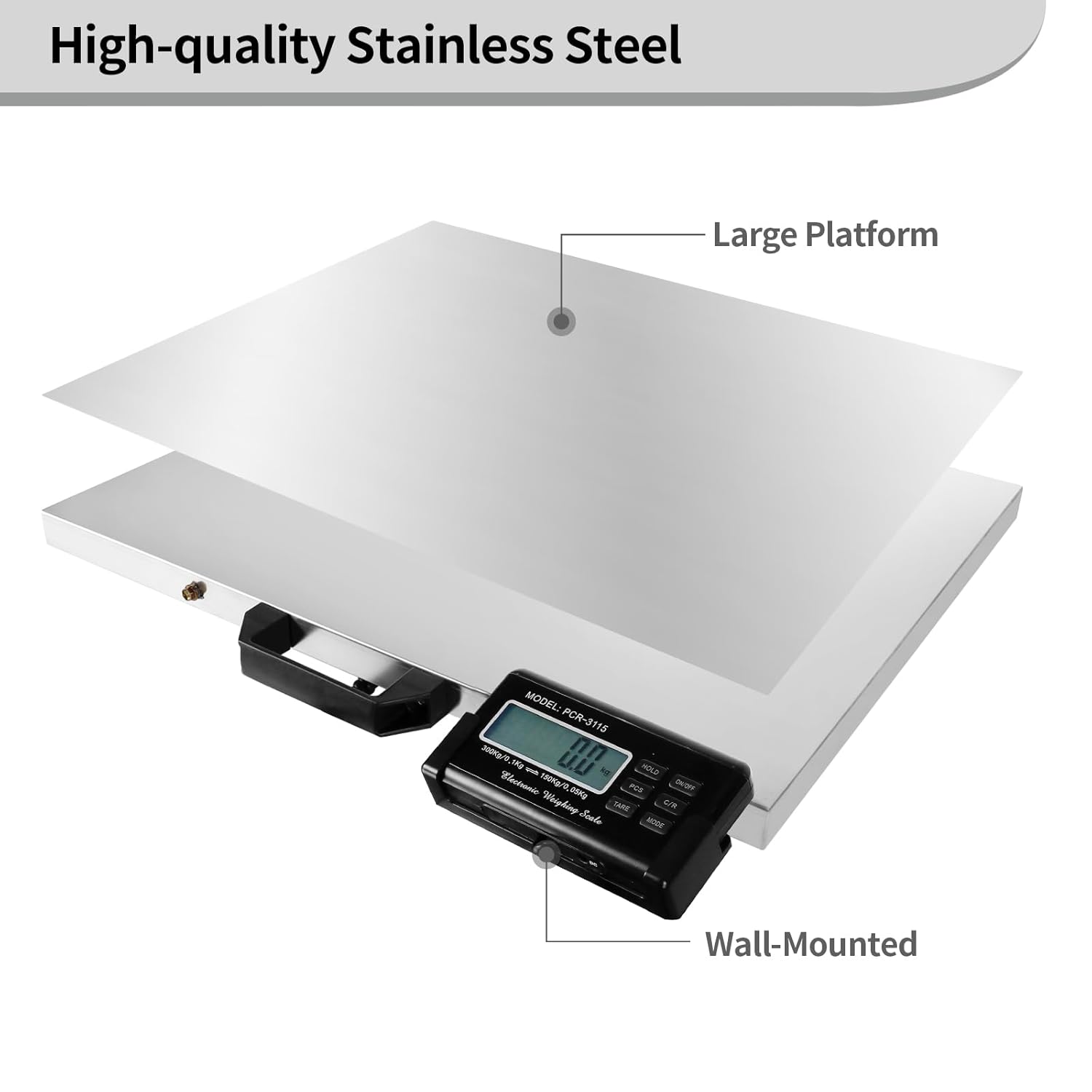 Digital Livestock Scale 660Lbs x 0.2Lbs,21'' x 17'' Veterinary Scale Pet Vet Scale Stainless Steel Platform Animal Scale,Electronic Postal Scale, Industrial Floor Scale