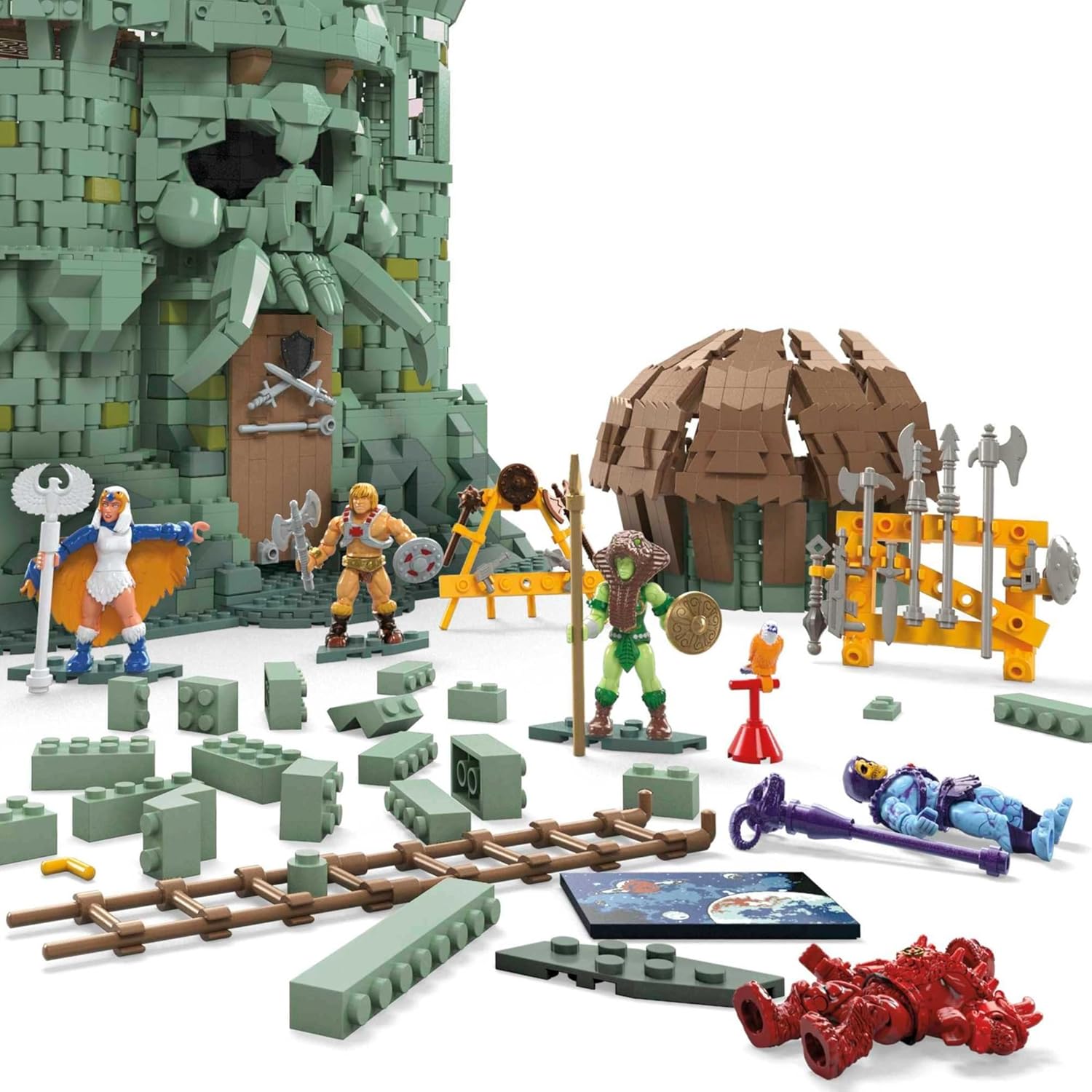 Mega Masters of The Universe Building Set, Castle Grayskull with 3508 Pieces, 6 Poseable Micro Action Figures, 13+ Inches Tall, for Adult Collectors