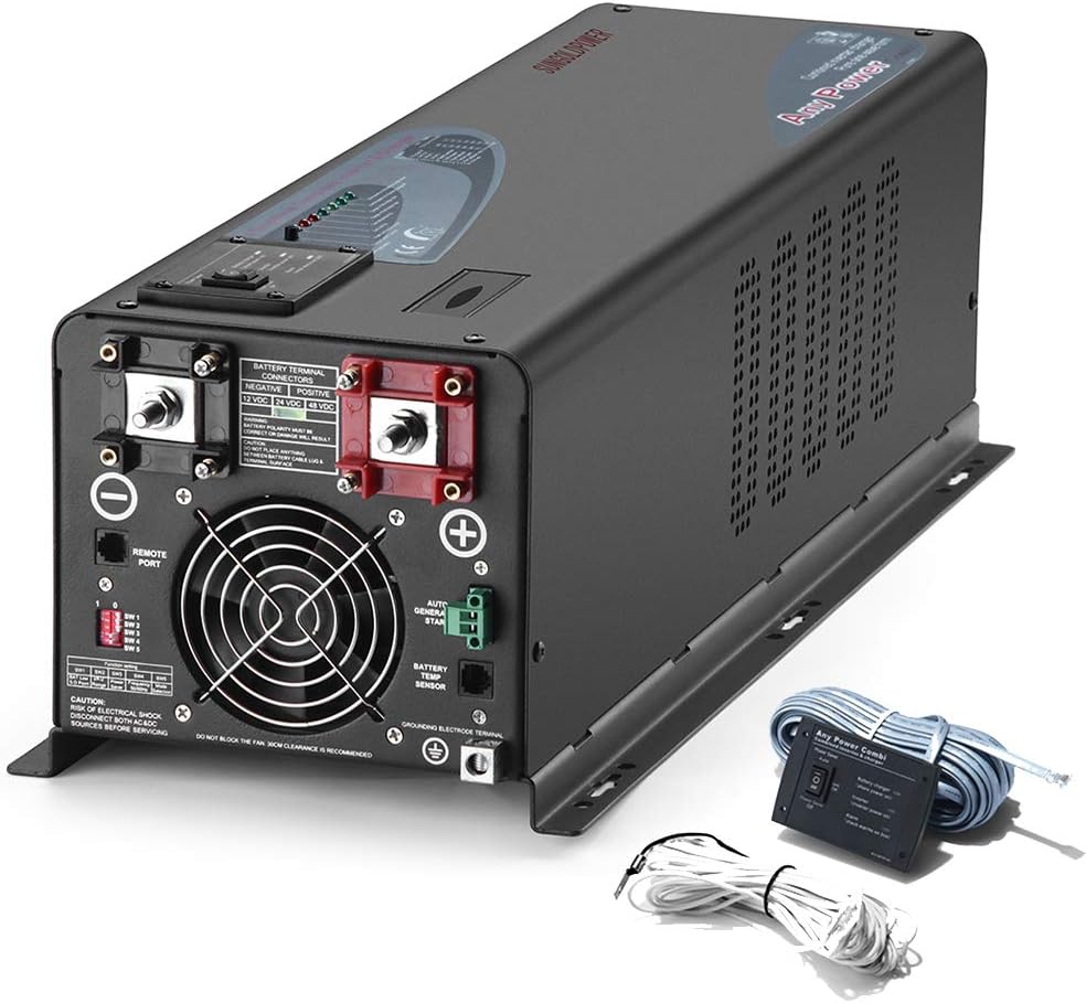 SUNGOLDPOWER 4000W 24Vdc Pure Sine Wave Inverter Low Frequency 240Vac Input to 120Vac/240Vac Output Split 50/60 Hz with Battery Charger Off-Grid 12000W Peak