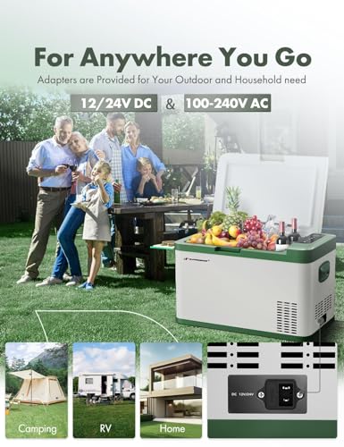 A-Premium Portable Fridge Refrigerator, -4℉-68℉ Portable Freezer Fast Cooling with 12/24V DC & 110/240V AC for Camping RV Roadtrips Truck Outdoor and Home Use