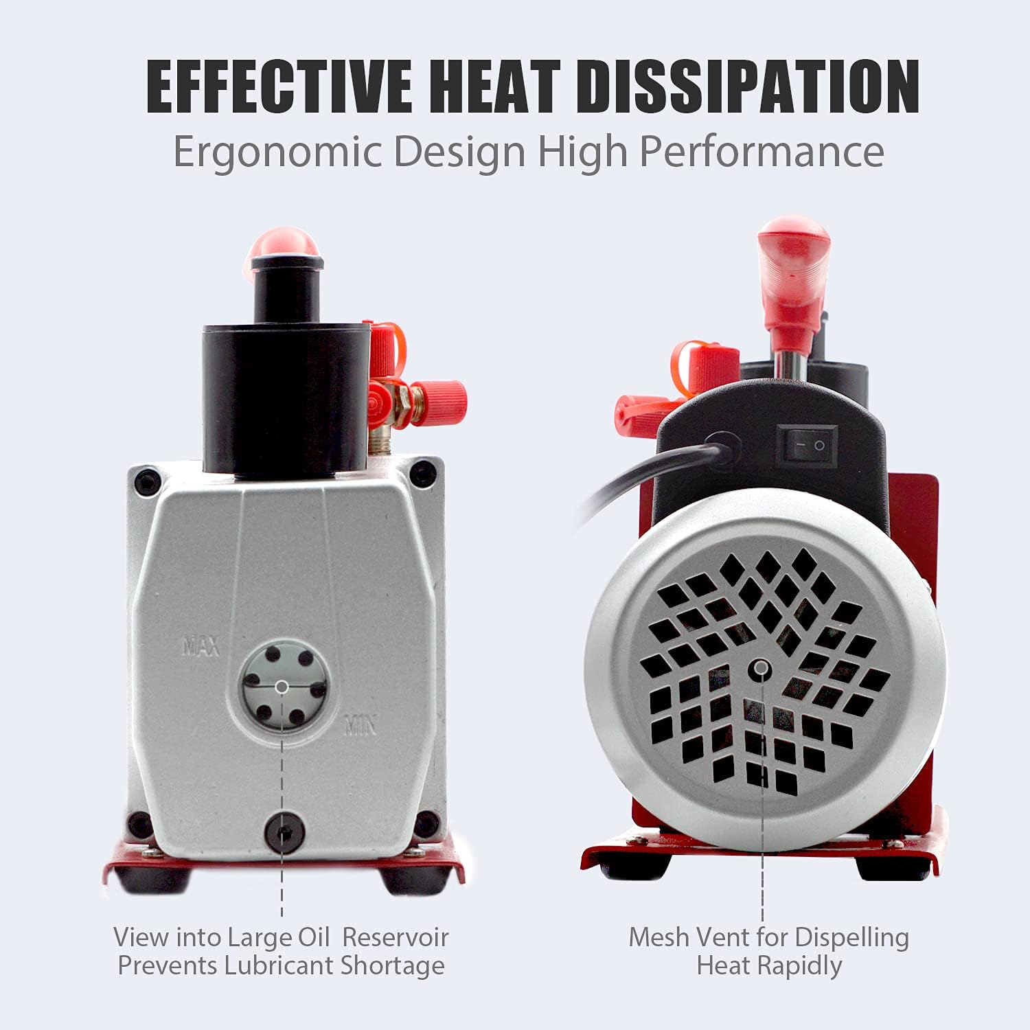 AUTOGEN 2-Stage Air Vacuum Pump 5CFM 3/4HP 0.3 Pa for HVAC/AUTO AC Refrigerant Recharging, Degassing Wine, Milking Cow, Food Processing