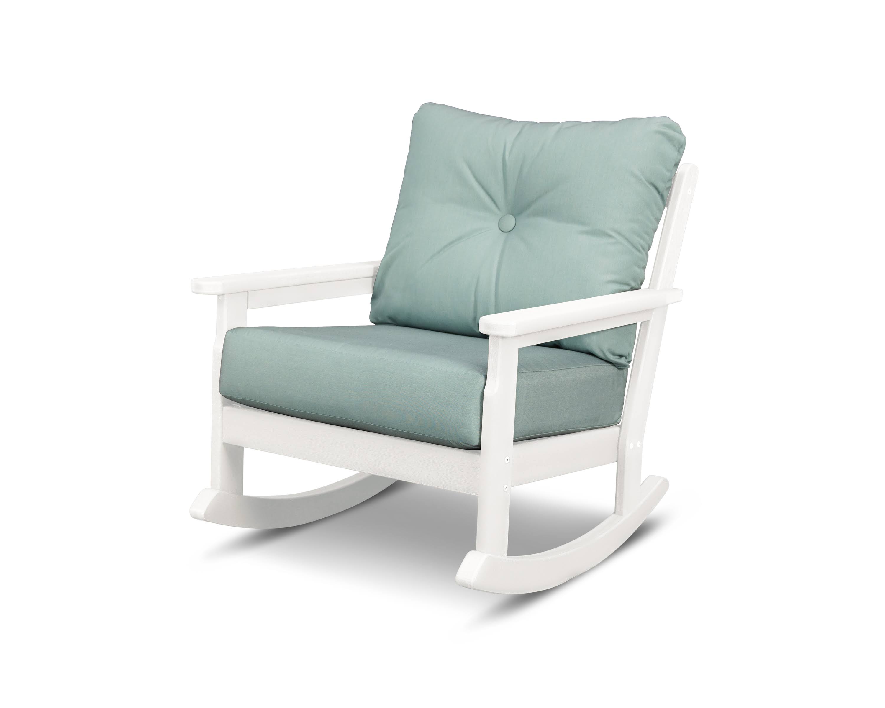 POLYWOOD Vineyard Deep Seating Rocking Chair in White / Spa