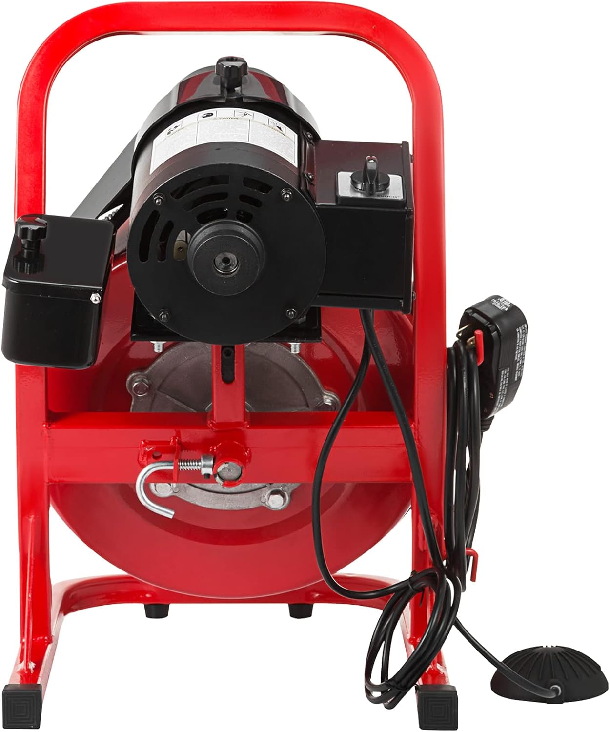 VEVOR 50 Ft x 3/8 Inch Machine Fits 1 to 4 Inch Pipes Portable Drain Cleaner with 8 Auger Bits, Red + Black