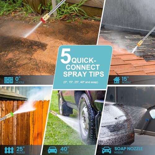 5000 PSI Adjustable Pressure Washer 2.8GPM Electric Power Washer with 33ft Pressure hose, 4 Nozzle and Foam Cannon, Powerwashers for home, Cars, Pressure Setting Range (2500PSI-4500PSI)Green