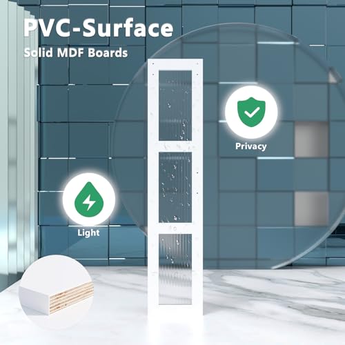 32 x 84 Inch Glass Sliding Barn Door Slab and 5.5ft Hardware Kit Included, 5 Frosted Glass, LVL Wood Panel Covered with White Water-Proof Scratch-Resistant PVC Surface, Simple DIY Assembly