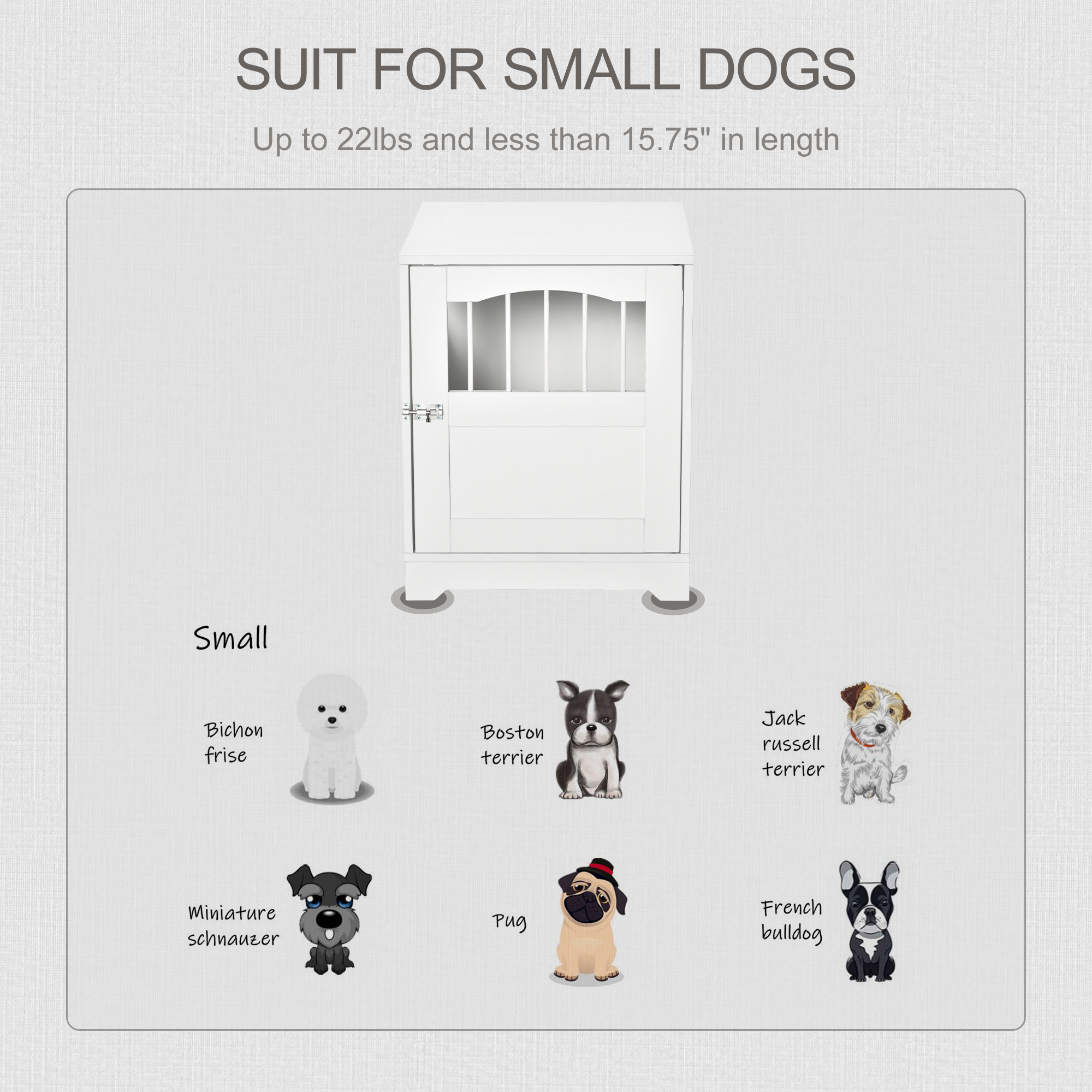 PawHut Furniture Style Dog Kennel House, w/ Cushion for Miniature Pets, White