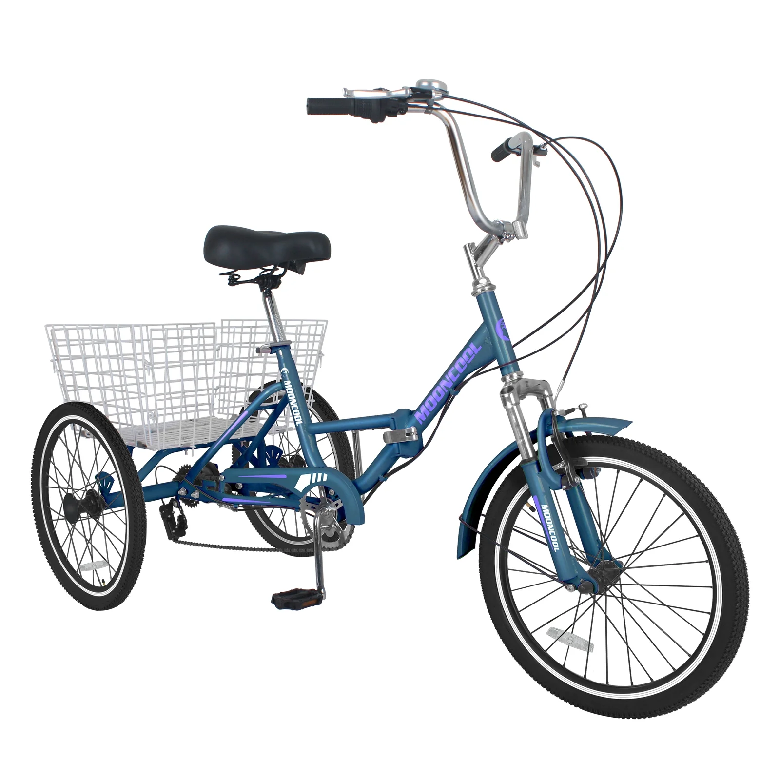 Lilypelle Adult Folding Tricycle with Low Step Through,20/24/26 Inch 7-Speed Three Wheel Cruiser Bike Trike with Cargo Basket, Foldable Tricycle for Adults, Women, Men, Seniors Exercise Shopping