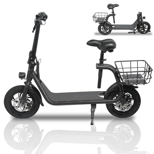 Electric Scooter for Adults Scooter with Seat E-Scooter for Adult Foldable Electric scooter for Adult E Mopeds with 450W Brushless Motor Commuter 265lbs Max Load