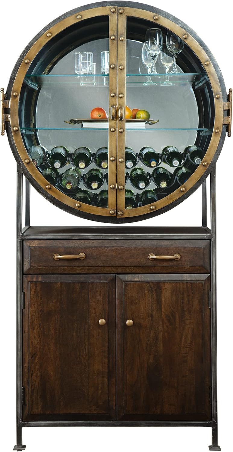 Howard Miller Rob Roy Wine & Bar Cabinet 695-236 – Distressed Display, Rustic Hardwood Storage Liquor Console & Rack