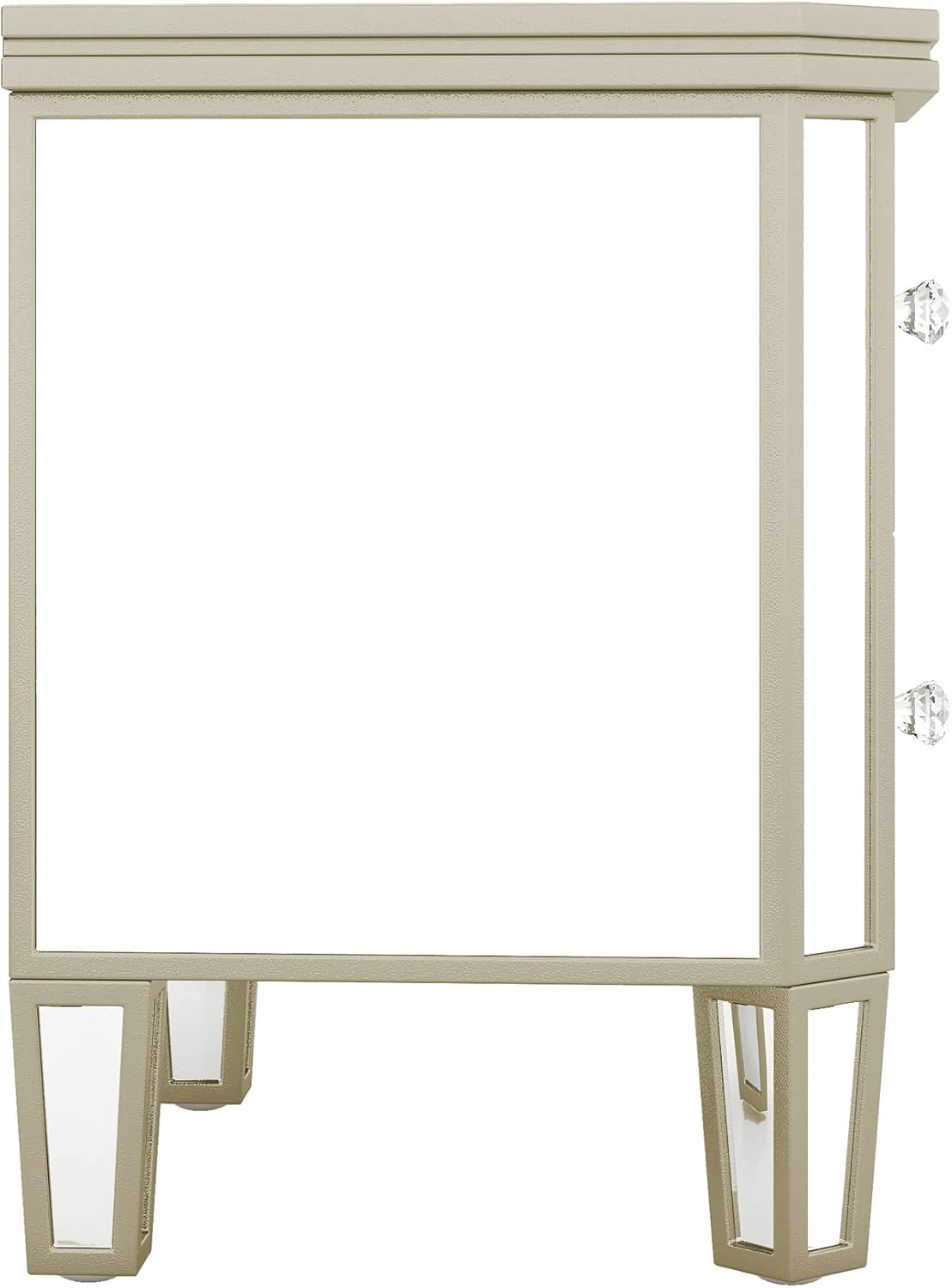 Harper & Bright Designs Mirrored 2-Drawer Nightstand End Table with Golden Lines, Side Table with Storage for Living Room,Bedroom(Silver)