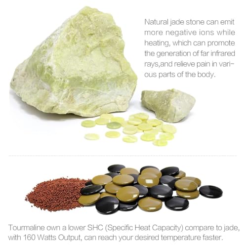 Large Heating Pad Far Infrared Stone Natural Jade Tourmaline Cushion Heating Pad Massager Stone Heating Mat for Warms Back Waist Home Office Use,70x190cm