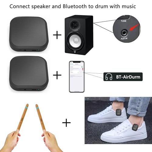 Virtual Air Drum Set Electric Drumsticks Air Drum Sticks 3rd Gen., Air Drum with Drumsticks, Pedals, Bluetooth and 8 Sounds, Electronic Drum Set for Adults, Kids, Gift