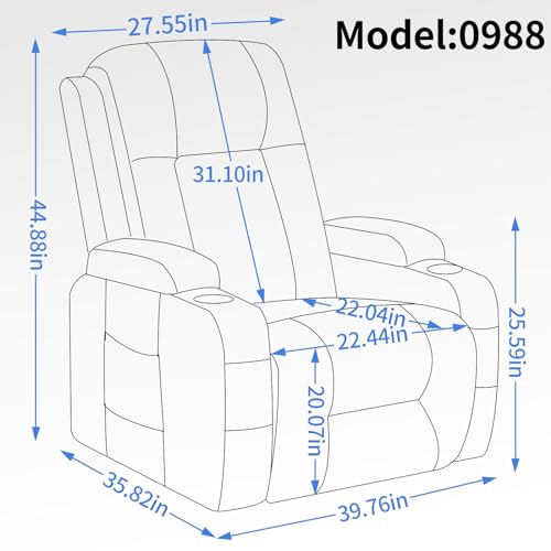 Power Lift Recliner Chair with USB Charging Port, 2 Cup Holders, Side Pockets, Waist Heating 8 Point Massage Chair, Up to 350 LBS Power Lazy Sofa Gray One Size
