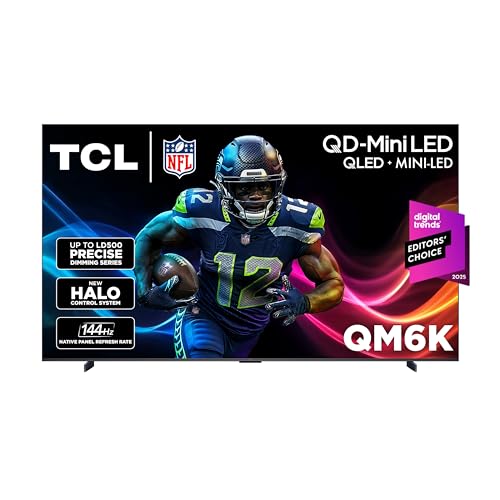 TCL 65-Inch Class QM6K Series QD-Mini LED 4K UHD Google Smart TV Best Value Mini-LED TV - QLED, 144hz, 288hz Gaming Rate, High Contrast Screen, Onkyo Audio, Dolby Atmos (65QM6K, 2025 Model)