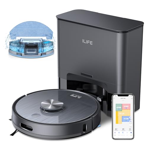 ILIFE V3s Pro Robot Vacuum Cleaner, Tangle-free Suction , Slim, Automatic Self-Charging Robotic Vacuum Cleaner, Daily Schedule Cleaning, Ideal For Pet Hair，Hard Floor and Low Pile Carpet,Pearl White