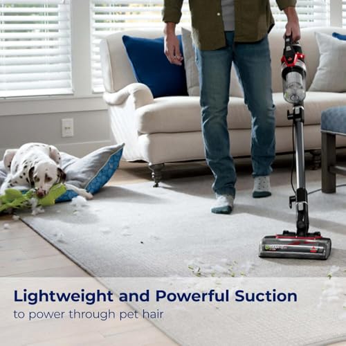 Bissell PowerGlide Slim Corded Vacuum, Powerful Pet Hair Pickup on Carpet & Hard Floors, Lightweight Swivel Steering, 3-in-1 Capabilities with Dusting & Crevice Tool, XL Tank, 3070, Black & Green
