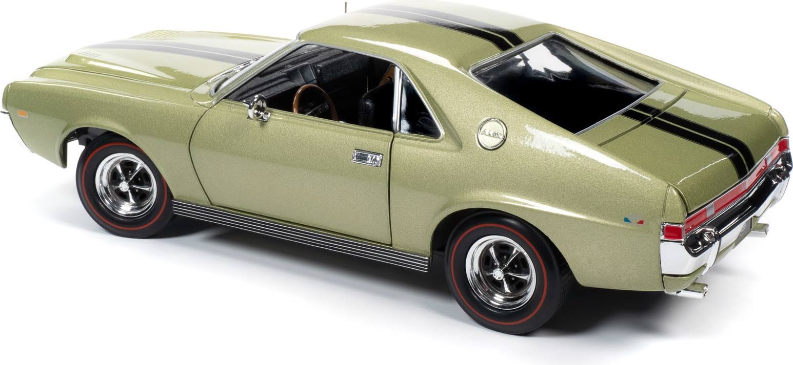 Autoworld 1968 AMC AMX Hardtop Light Green Metallic with Black Stripes Muscle Car u0026 Corv