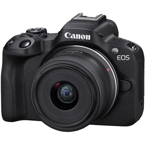 Canon EOS R50 Mirrorless Camera with 18-45mm Lens Bundle + 2X 64GB Memory Cards + Accessory Kit Including Shoulder Bag, Flash, Remote, Aux Lenses, Software & More