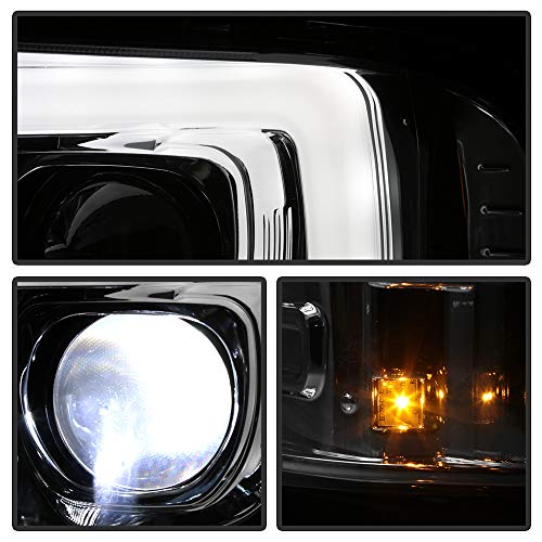 ACANII - For 2005-2007 Ford F250 F350 SuperDuty Chrome w/Light Tube LED Projector Headlights Headlamps Pair Left+Right