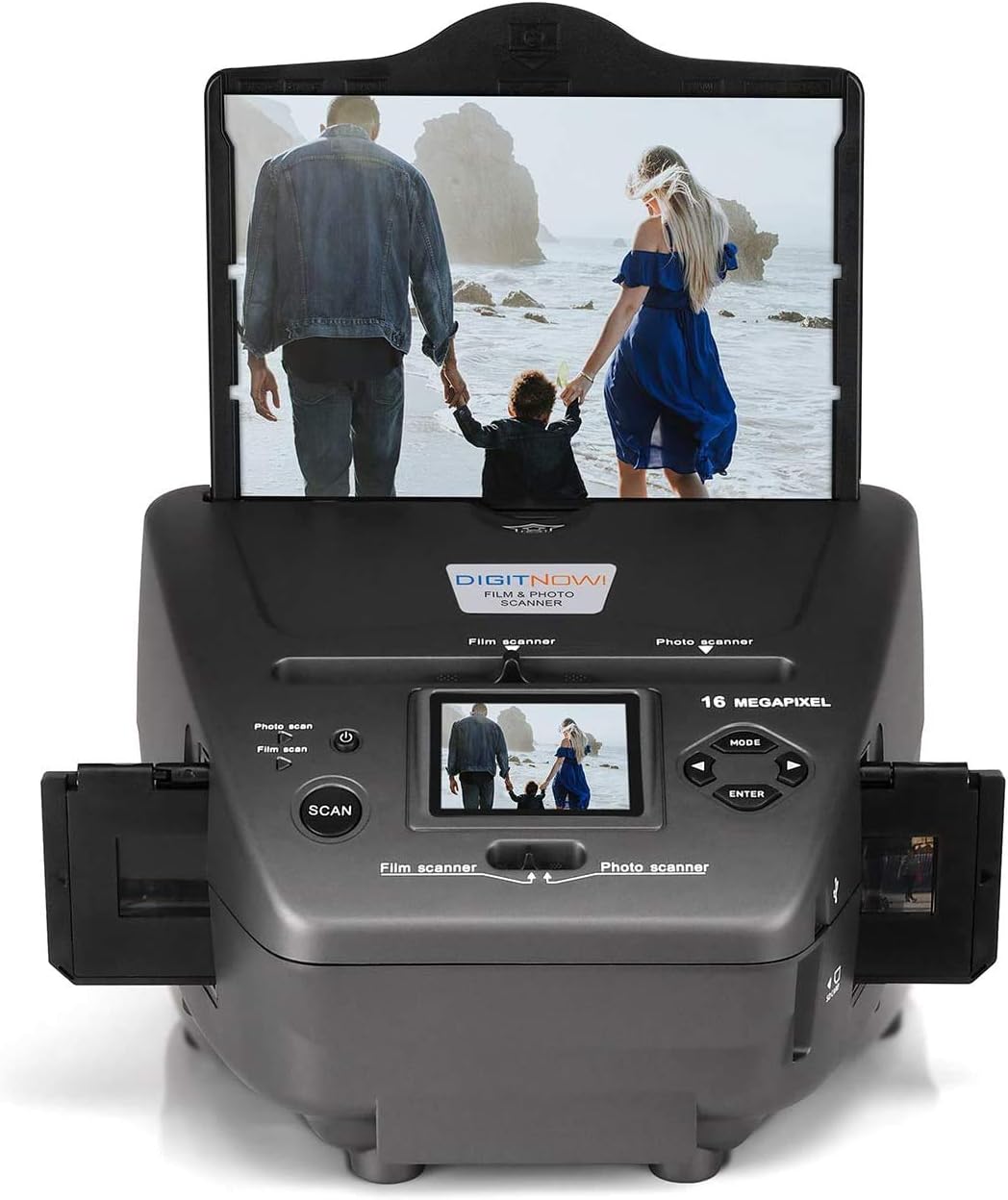DIGITNOW All-in-One High Resolution 16MP Film Scanner, with 2.4" LCD Screen Converts 35mm/135slides&Negatives Film Scanner Photo, Name Card, Slides and Negatives for Saving Films to Digital Files