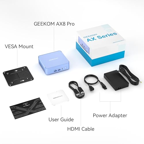 GEEKOM AX8 Pro Mini PC,AMD Ryzen R7-8745HS (8C/16T,up to 4.9GHz) Mini Computers, 32GB DDR5 5600Mhz RAM& 512GB PCIe Gen 4 SSD, Mini Desktop Windows 11 Pro, AMD Radeon 780M /WiFi 6E/BT5.2/2.5G LAN