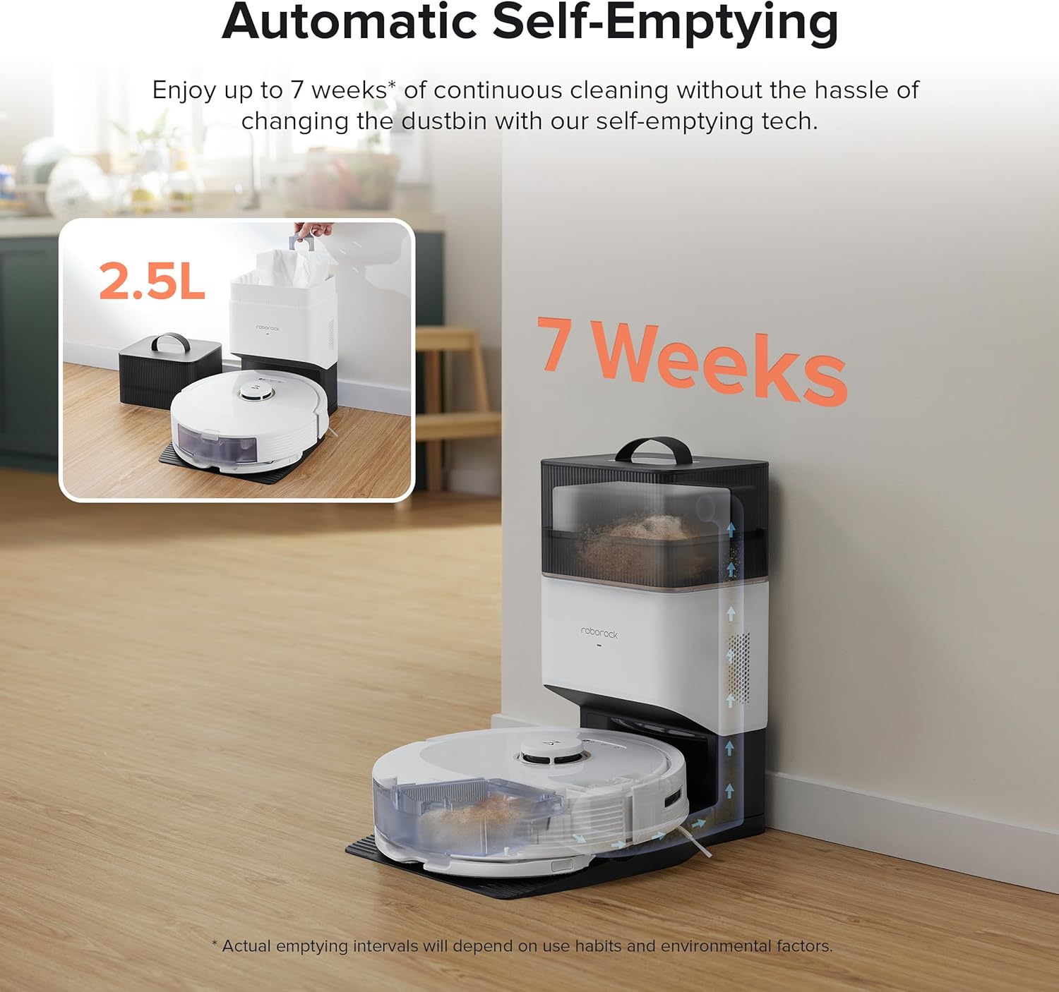 roborock Q8 Max+ Robot Vacuum and Mop with Cleaning Solution Bundle, Self-Emptying, White