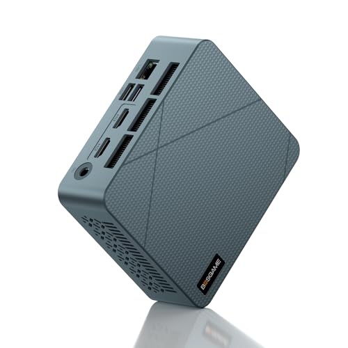 E2 Mini PC, Desktop Computers Ryzen 5 3550H, 16GB RAM 512GB NVMe SSD, Triple Display PC, USB-C & Dual HDMI Ports, Gigabit Ethernet, for Office, Business, School Work