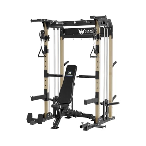 MAJOR FITNESS F22 Multi-Functional Power Rack—1600lbs Capacity All-in-One Squat Rack with Dual Pulley System for Home Gym Strength Training
