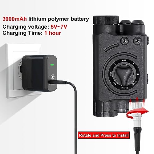Rechargeable Infrared IR Laser+ Visible Laser Sight + 1200 Lumens White LED Flashlight with Remote Pressure Switch, Compatible with AEG GBB CQB