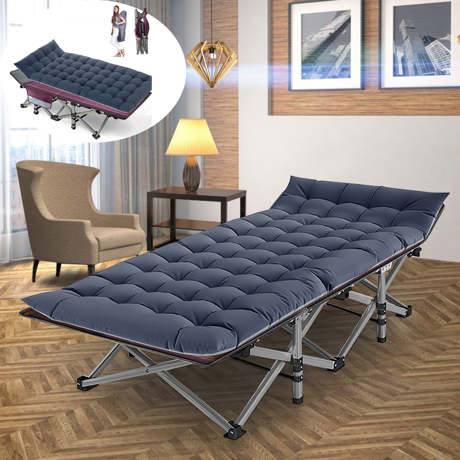 Lilypelle Folding Camping Cot for Adult，Portable Fold Up Cot， Sleep Cot for Home/Office/Hospital