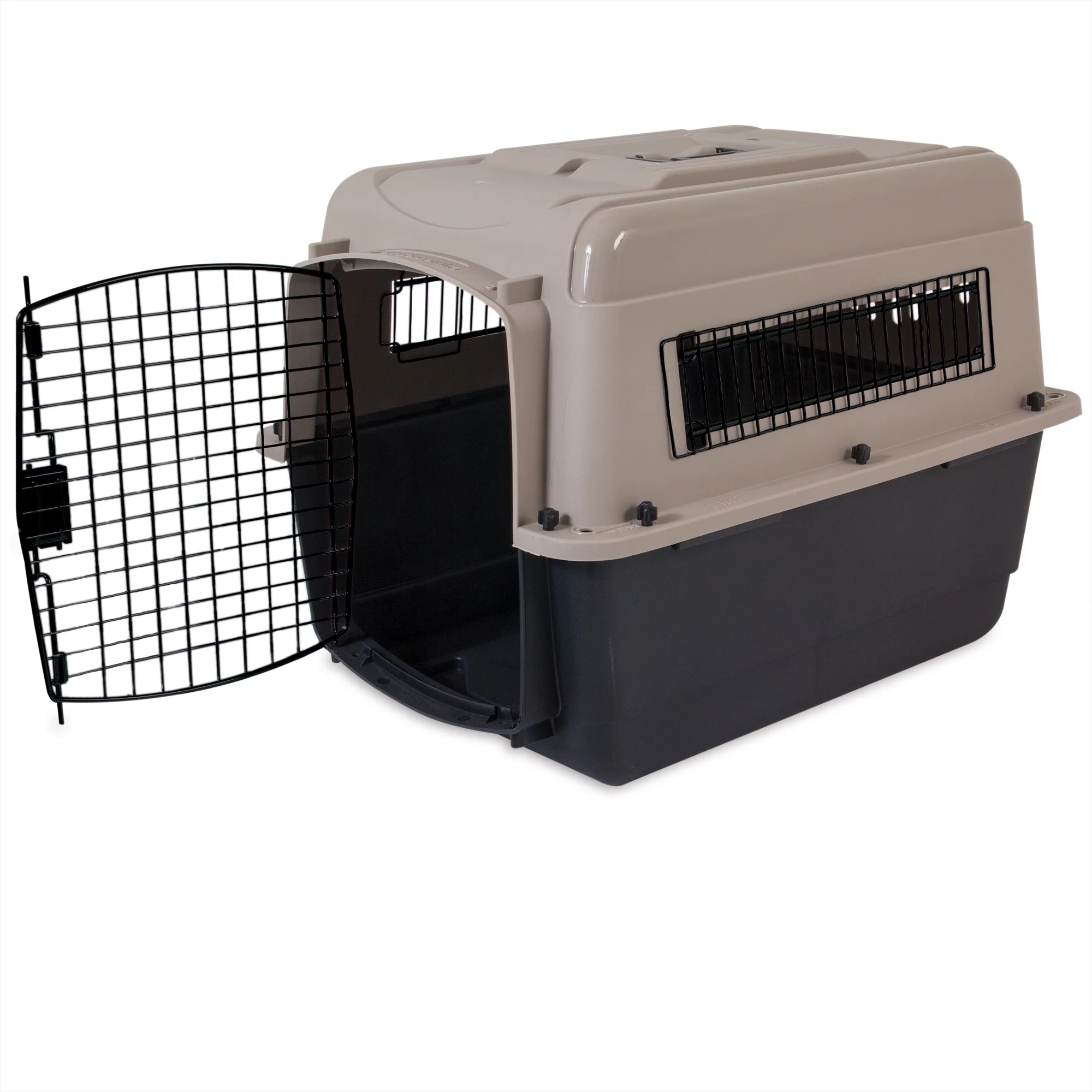 Petmate® Ultra Vari Plastic Travel Dog Kennel 28" for Small to Medium Pets 25-30 lbs, Taupe/Black