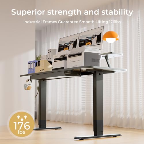 COMHOMA Electric Standing Desk with Drawers, 48 x 24'' Sit Stand up Desk with Monitor Stand, Laptop Stand, Height Adjustable Ergonomic Home Office Computer Desk with Memory Preset Controller (Black)